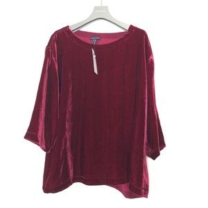 Eileen Fisher Tops - EILEEN FISHER VELVET HIBISCUS 🌺 COLOUR BLOUSE L Eileen Fisher Tops - EILEEN FISHER VELVET HIBISCUS 🌺 COLOUR BLOUSE L